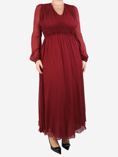 Burgundy silk midi dress - size UK 14 Dresses Giambattista Valli