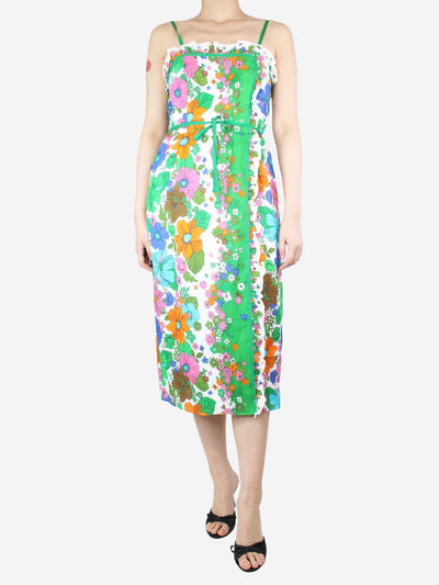 Multicolour floral ruffled midi dress - size UK 12 Dresses Zimmermann 