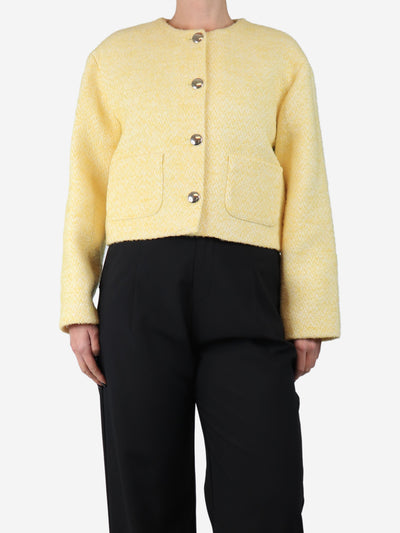 Yellow cropped wool-blend jacket - size UK 10 Coats & Jackets Maje