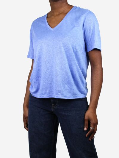 Blue V-neck t-shirt - size M Tops Divine Cashmere 