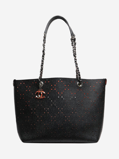 Black 2017 caviar perforated tote bag Tote Bags Chanel