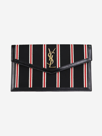 Black and red Uptown striped clutch bag