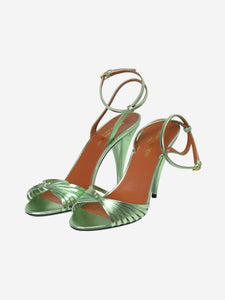 Saint Laurent Green leather metallic open-toe heels  - size EU 38
