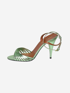 Saint Laurent Green leather metallic open-toe heels  - size EU 38