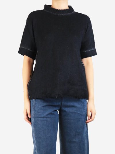 Black short-sleeved mohair sweater - size UK 8 Knitwear Prada