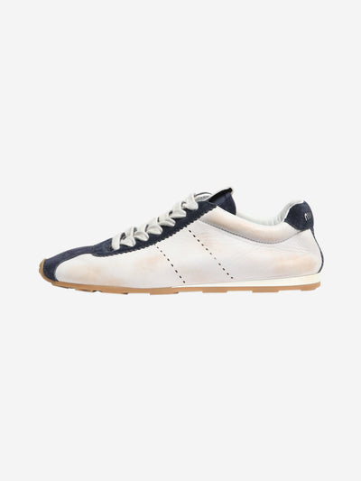 White and navy Plume leather-suede trainers - size EU 38 Trainers Miu Miu