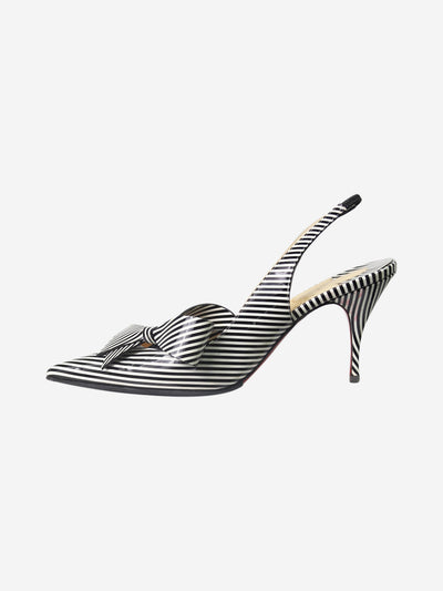 Black striped pointed toe slingback bow heels - size EU 37 Heels Christian Louboutin 