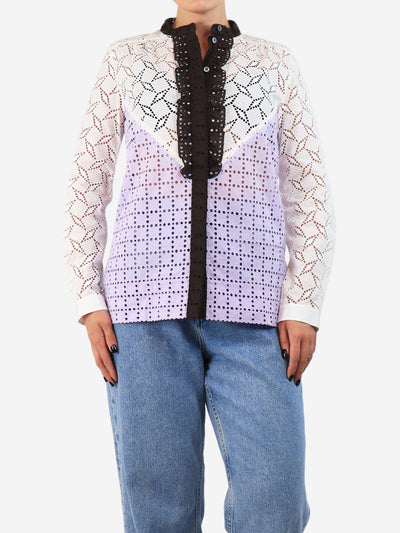 Multicolour broderie-anglaise shirt blouse - size UK 8 Tops Louis Vuitton