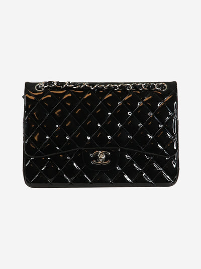 Black 2012 jumbo patent Classic Double Flap bag Shoulder bags Chanel