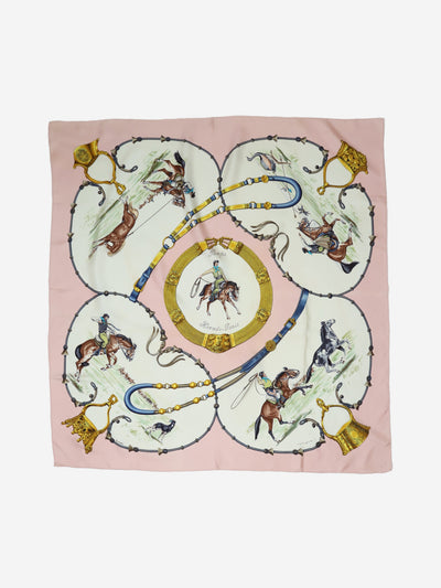 Pink horse patterned silk scarf Scarves Hermes 