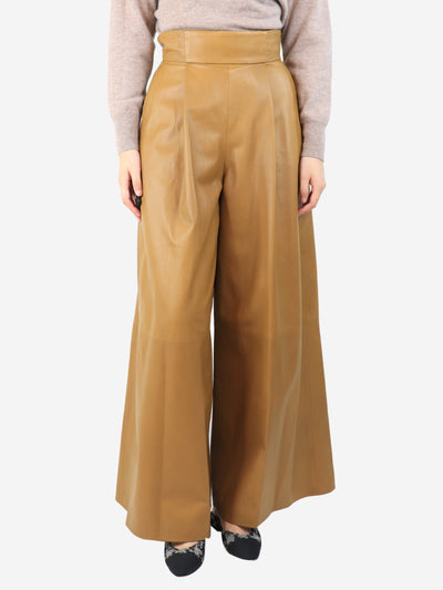 Mustard yellow leather trousers - size UK 10 Trousers Skiim
