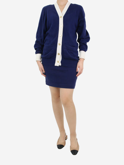 Blue knitwear set with contrast trim - size UK 10 Sets Chanel 
