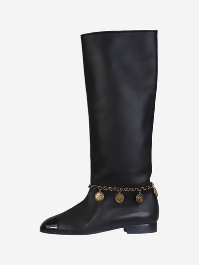 Black knee high boots with CC charms - size EU 37 Boots Chanel 