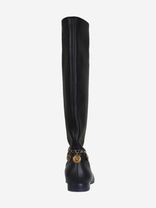 Chanel Black knee high boots with CC charms - size EU 37
