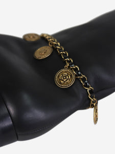Chanel Black knee high boots with CC charms - size EU 37