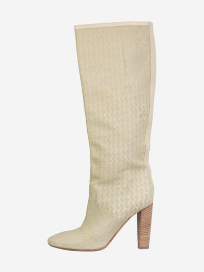 Hermes Beige H pattern knee high boots - size EU 36.5 (UK 3.5) Boots Hermes 