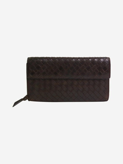 Brown intrecciato leather flap wallet Wallets, Purses & Small Leather Goods Bottega Veneta 