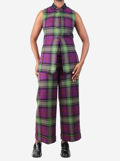 Purple and green check waistcoat and trouser set - size UK 12 Sets Selina Blow