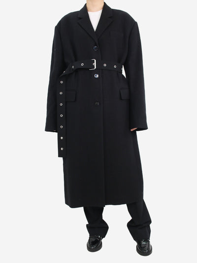Black padded-shoulder wool maxi coat - size UK 14 Coats & Jackets Acne Studios 
