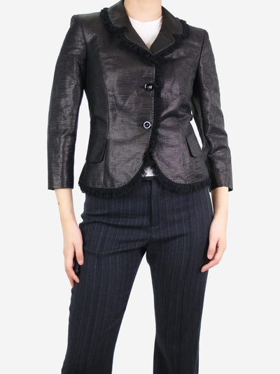 Brown fringe textured blazer - size UK 8 Coats & Jackets Alexander McQueen 