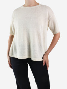 Weekend Max Mara Cream short-sleeved crewneck sweater - size S