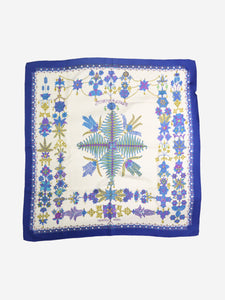 Hermes Blue silk floral scarf