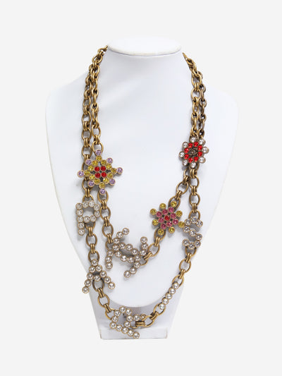 Gold bejewelled logo necklace Necklaces Chanel 