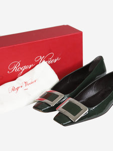 Roger Vivier Dark green patent buckled flat shoes - size EU 37.5