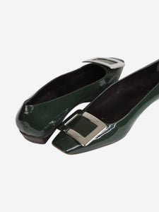Roger Vivier Dark green patent buckled flat shoes - size EU 37.5