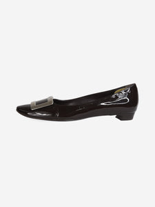 Roger Vivier Black patent buckled flat shoes - size EU 37.5