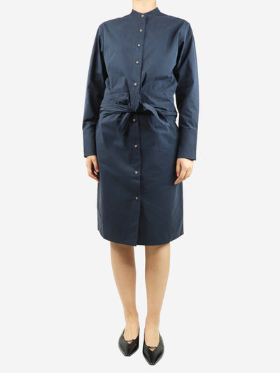 Navy blue twist-tie midi shirt dress - size S Dresses Attersee