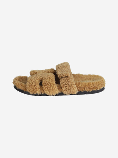 Brown Chypre teddy fleece sandals - size EU 42 Flat Sandals Hermes 