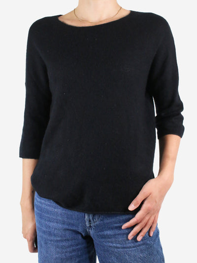 Black cashmere short-sleeve top - size UK 8 Tops Divine Cashmere 