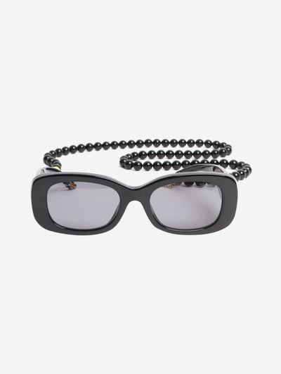Black rectangular sunglasses with beaded strap Sunglasses Chanel