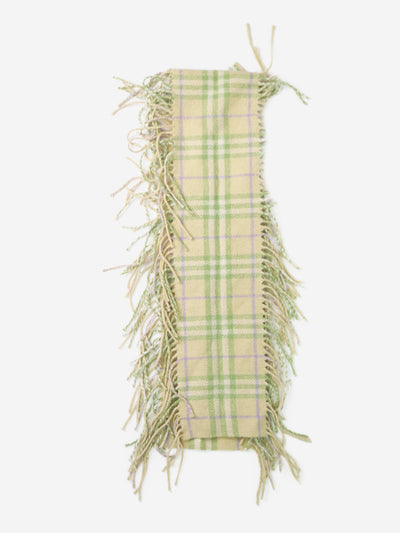 Green checkered frilled twilly scarf Scarves Burberry 