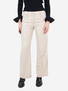 Agnona Cream wool straight-leg trousers - size UK 8