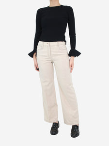 Agnona Cream wool straight-leg trousers - size UK 8