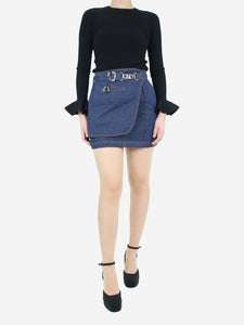 Fendi Blue high-waisted short fitted pencil skirt - size UK 8