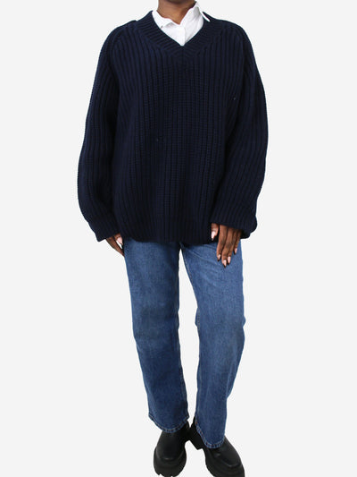 Navy blue oversized v-neck jumper - size L Knitwear Raey 