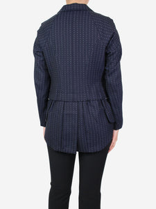 Comme Des Garçons Navy blue patterned blazer with frayed edges - size S
