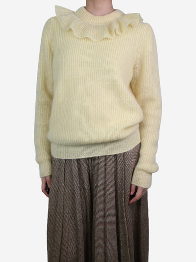 Yellow ruffle collar mohair mix jumper - size UK 14 Knitwear Miu Miu