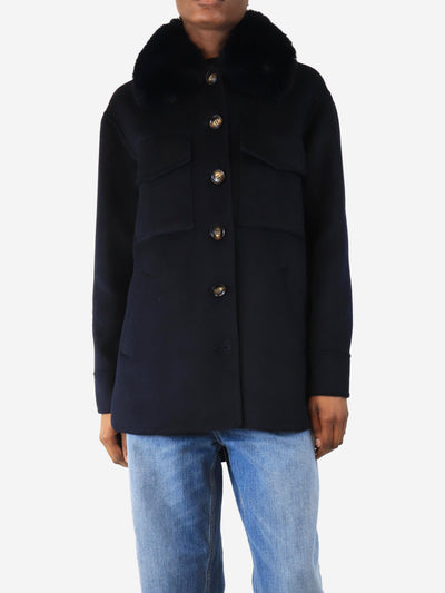 Navy blue wool-blend shacket - size UK 6 Coats & Jackets Ava Adore