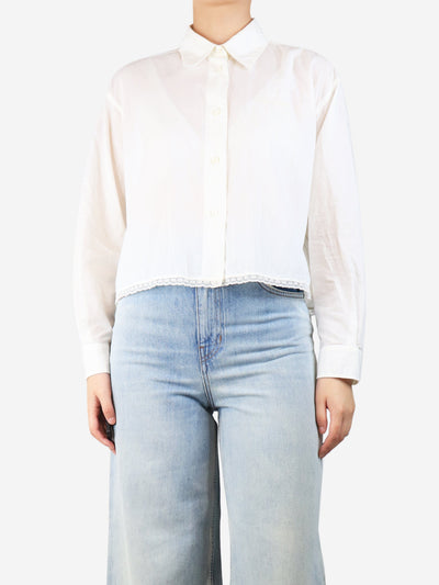 White cotton shirt with lace trim - size UK 8 Tops Miu Miu