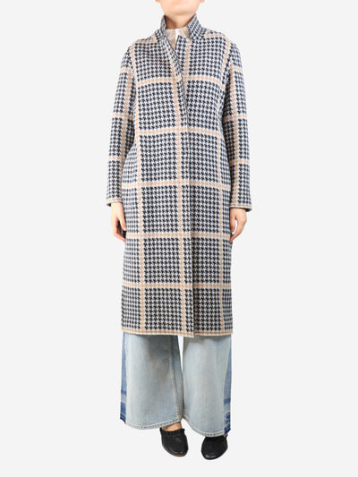 Neutral houndstooth wool coat - size UK 10 Coats & Jackets Bruno Manetti