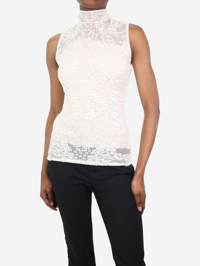 Cream high-neck lace top - size UK 12 Tops Christian Dior 