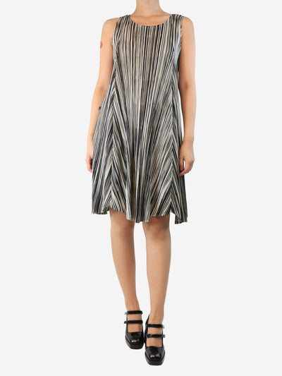 Multicolour striped sleeveless pleated midi dress - size UK 8 Dresses Pleats Please