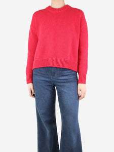Navygrey Red cotton ribbed jumper - size S