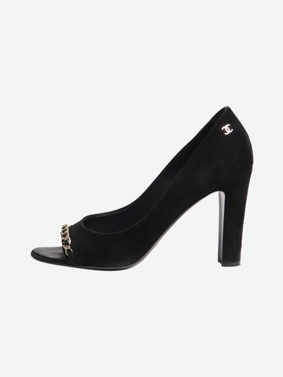 Black suede peep-toe pumps - size EU 38.5 Heels Chanel