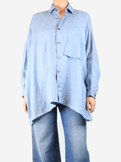 Blue linen shirt - size S Tops Shirin Guild