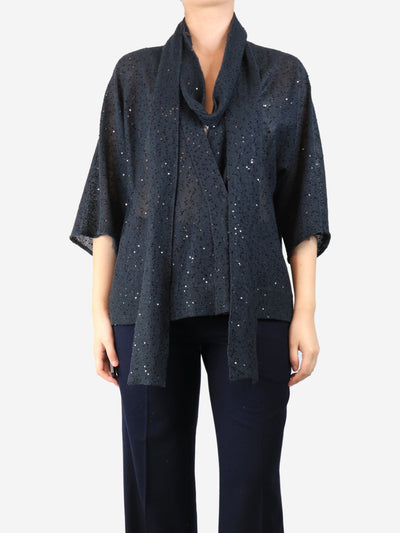 Charcoal sequined snap-button blouse - size S Tops Brunello Cucinelli